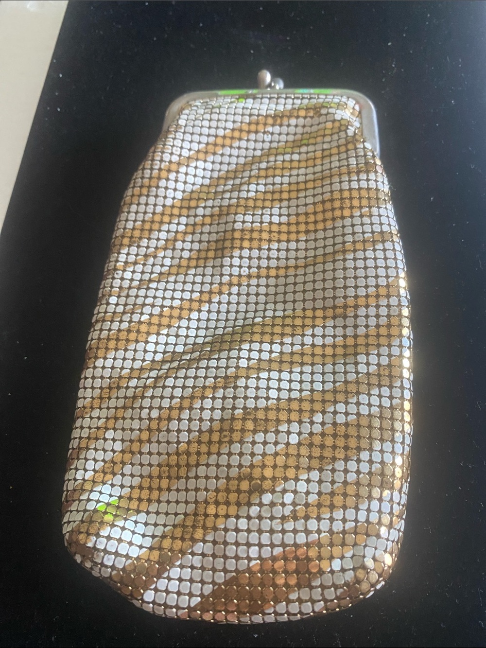 Whiting & Davis Metal Mesh Gold and Silver Sequin Eyeglass Case